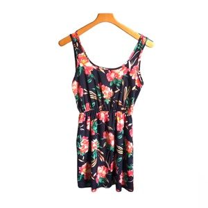 Francesca’s Navy Floral Sleeveless Cut Out Mini Dress Small